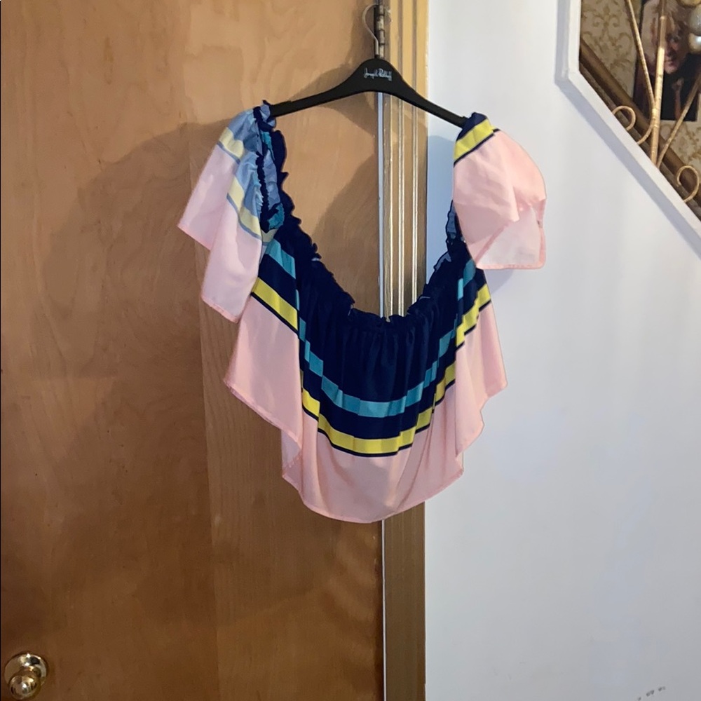 Eloquii Multicolor Ruffle Blouse
